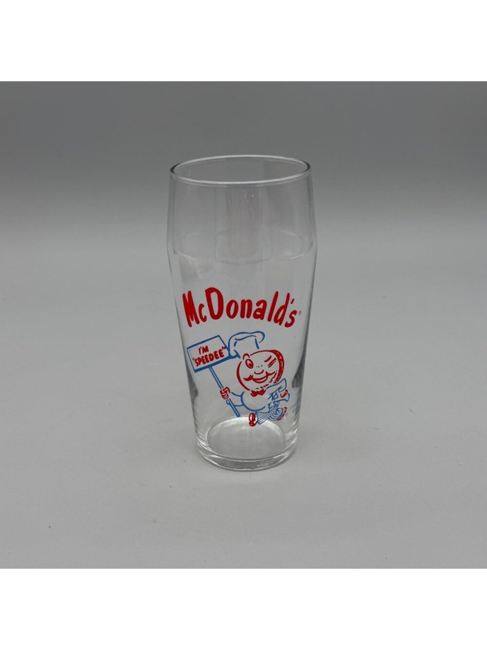 McDonalds Retro I'm Speedee Logo 6" Tall Glass Collectible Drinkware Libbey